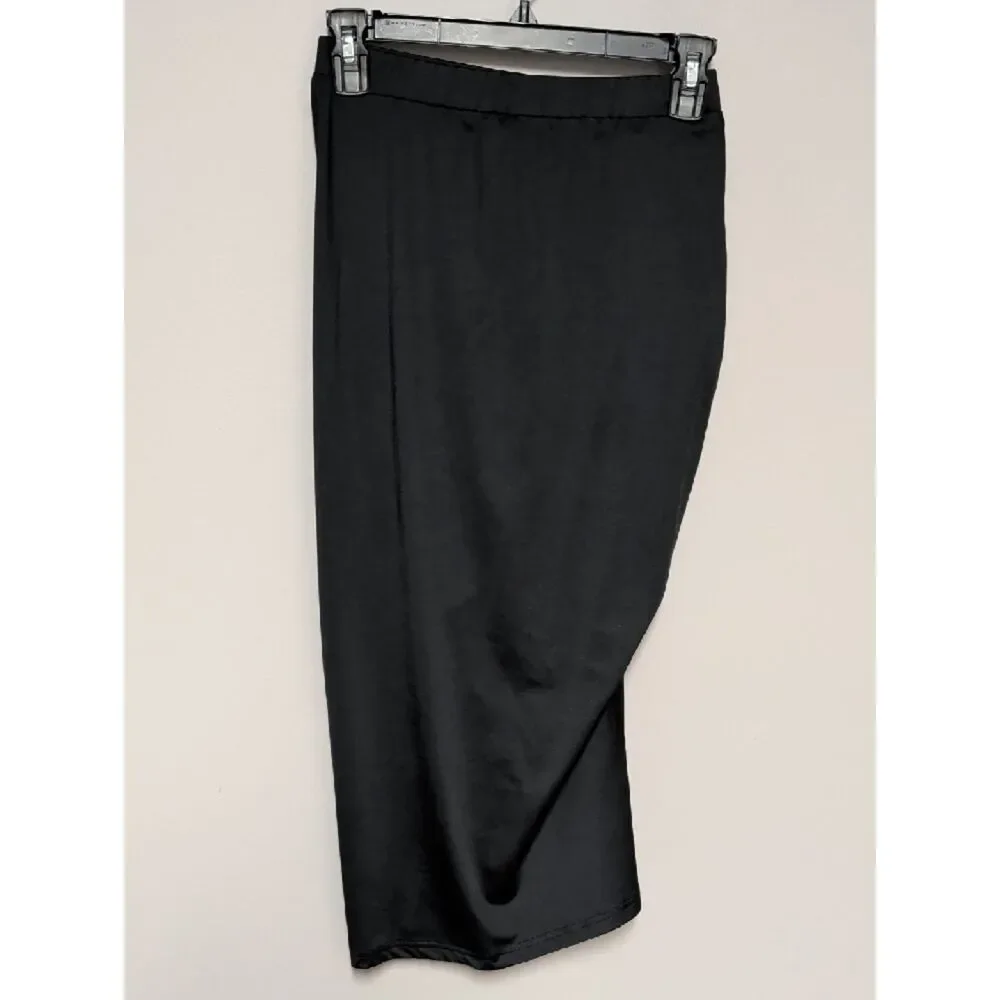 Princess Polly Black Ruched Midi Skirt